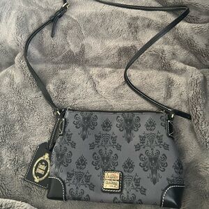 Dooney & Bourke Disney Haunted Mansion Wallpaper Black and Gray Crossbody Bag